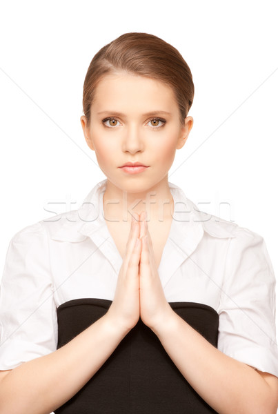 Oração quadro branco mulher mãos Foto stock © dolgachov