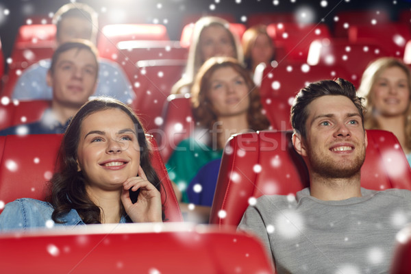 Feliz amigos viendo película teatro cine Foto stock © dolgachov