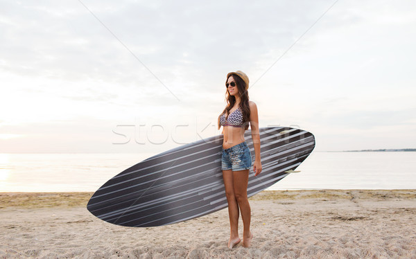 Foto d'archivio: Sorridere · tavola · da · surf · spiaggia · mare