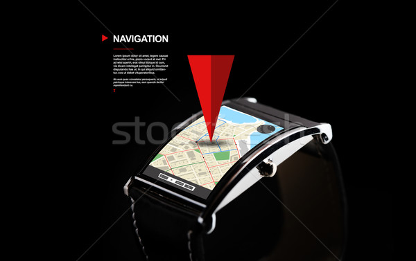 close up of black smart watch with gps navigator Stock photo © dolgachov