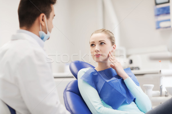 Masculino dentista mulher paciente clínica pessoas Foto stock © dolgachov