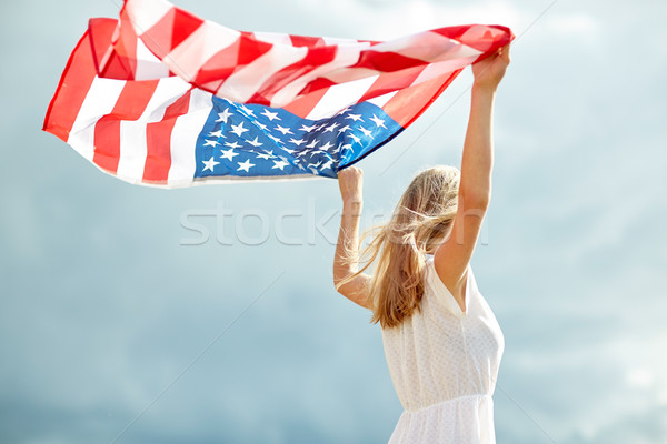 happy young woman with american flag outdoors Stock photo © dolgachov