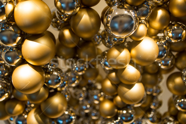 Stock photo: golden christmas decoration or garland of beads