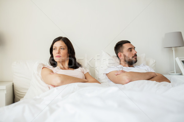 несчастный пару конфликт кровать домой люди Сток-фото © dolgachov