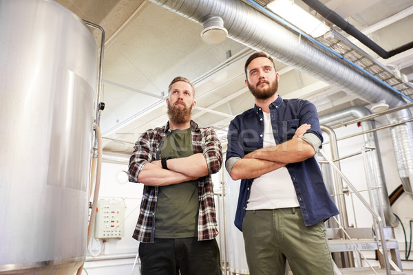 Stock photo: men at craft brewery or beer plant