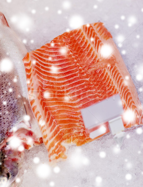 Saumon poissons filet glace épicerie fruits de mer Photo stock © dolgachov