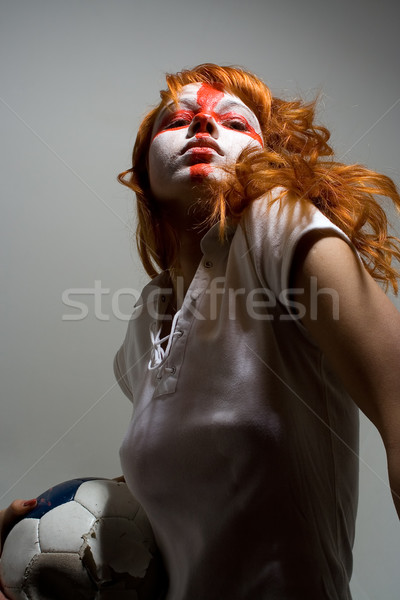 Desafiar inglês futebol make-up menina Foto stock © dolgachov