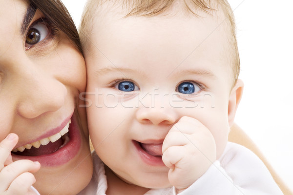 嬰兒 媽媽 圖片 快樂 母親 白 商業照片 © dolgachov