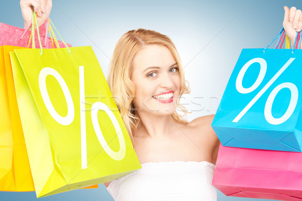 Vrouw foto aantrekkelijke vrouw winkelen winkel Stockfoto © dolgachov