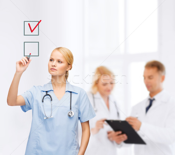 [[stock_photo]]: Médecin · infirmière · case · santé · médicaux · technologie