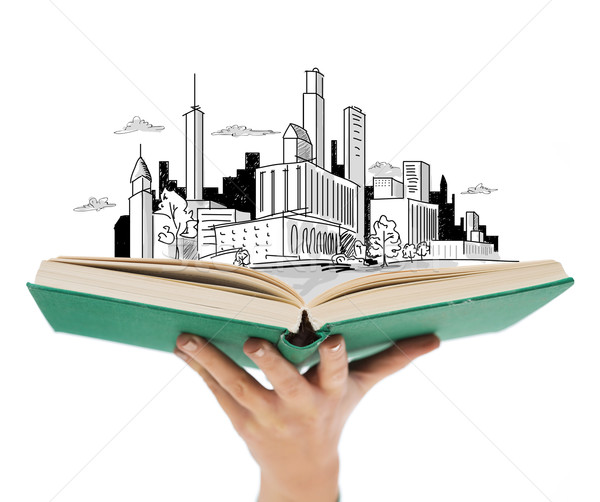 Open Book Drawing By Hand Drawing Stock Photo 2297409793