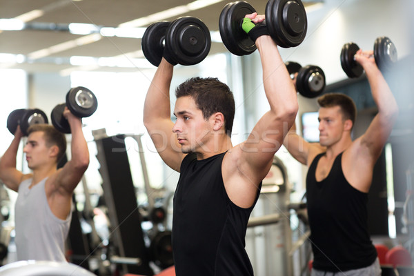 group of men with dumbbells in gym Stock photo © dolgachov