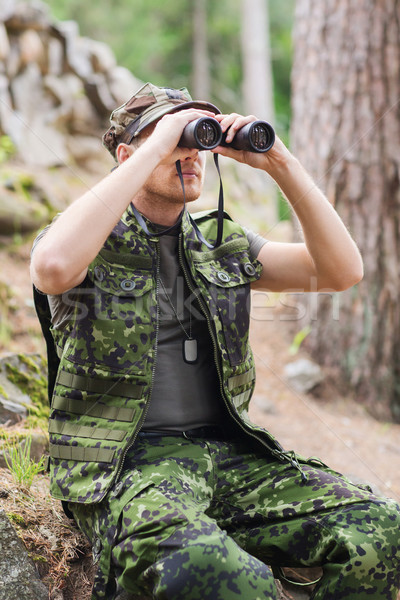 Fiatal katona vadász erdő vadászat háború Stock fotó © dolgachov
