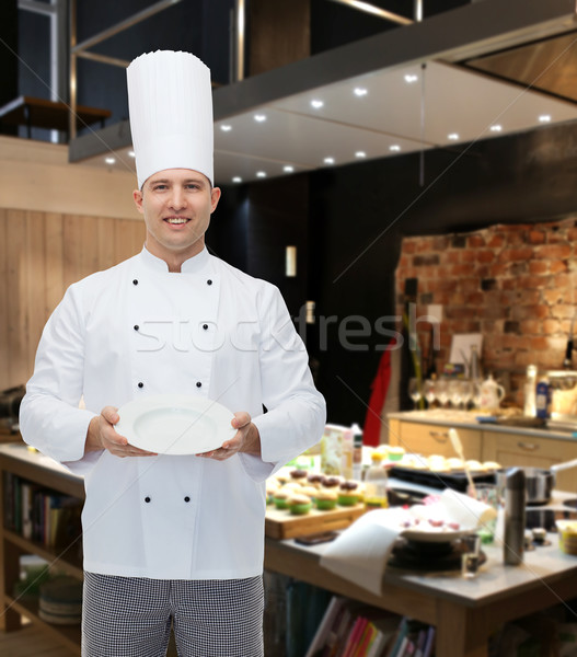 Foto stock: Feliz · masculina · chef · cocinar · vacío