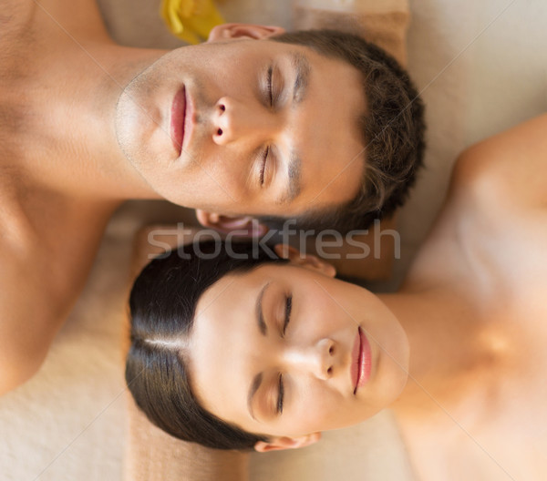Cuplu spa imagine salon masaj fată Imagine de stoc © dolgachov