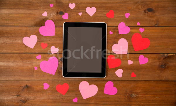 Corazones madera anuncio romance Foto stock © dolgachov