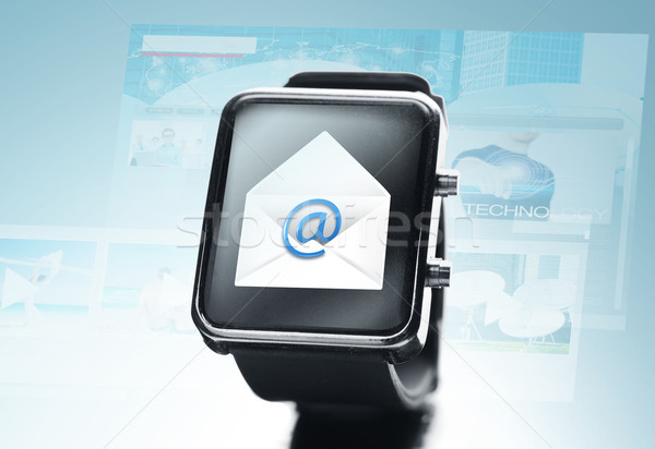 Zwarte smart horloge moderne technologie Stockfoto © dolgachov