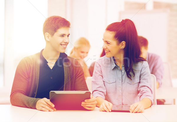 Studenten schauen Vortrag Schule Bildung Stock foto © dolgachov