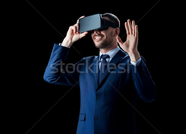 Foto stock: Empresário · virtual · realidade · fone · preto · pessoas · de · negócios
