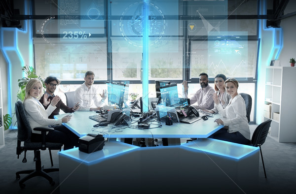 Stockfoto: Business · team · kantoor · virtueel · statistiek · technologie · mensen