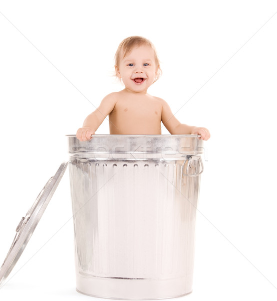 Baby vuilnisbak foto aanbiddelijk gelukkig kind Stockfoto © dolgachov