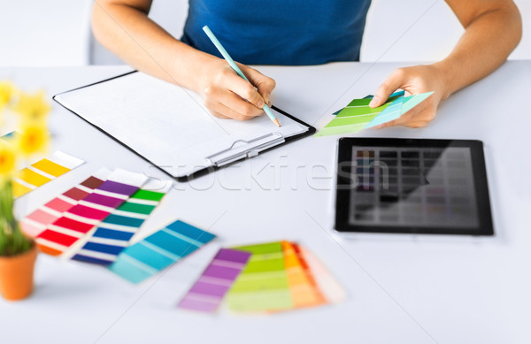 Vrouw werken kleur interieur Stockfoto © dolgachov