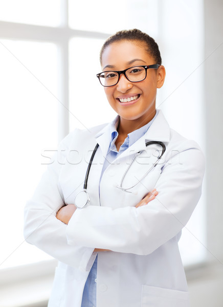 Foto stock: Africano · feminino · médico · hospital · saúde · médico