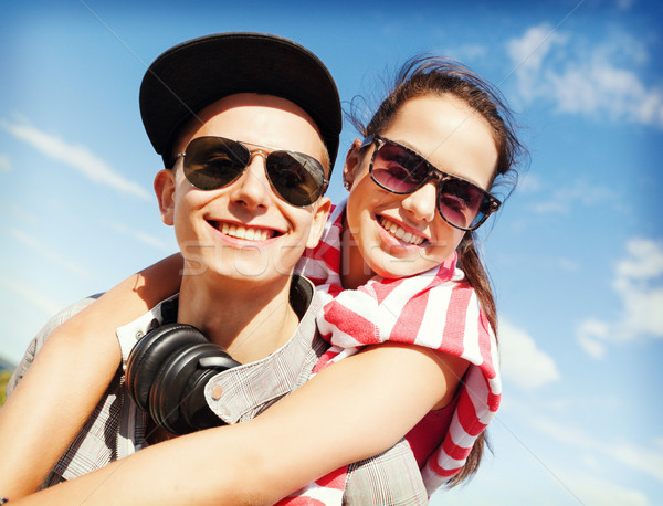 teenagers having fun outside Stock photo © dolgachov