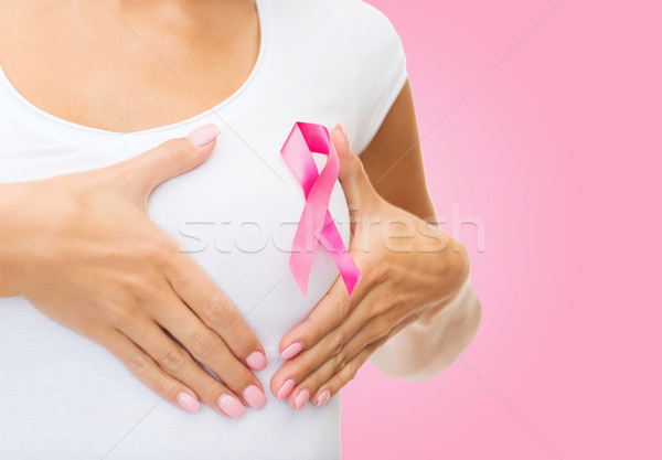 關閉 女子 癌症 意識 色帶 醫療保健 商業照片 © dolgachov