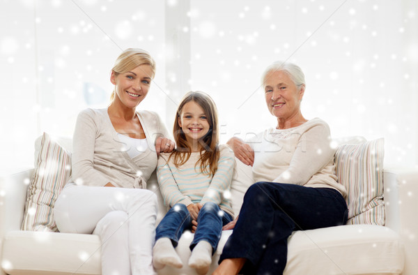 smiling family at home Stock photo © dolgachov