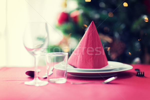 room with christmas tree and decorated table Stock photo © dolgachov