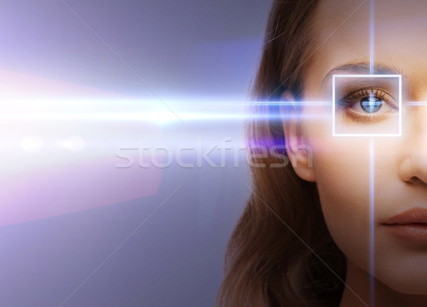 Mujer ojo láser corrección marco salud Foto stock © dolgachov
