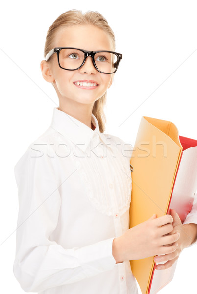 elementary school student with folders Stock photo © dolgachov