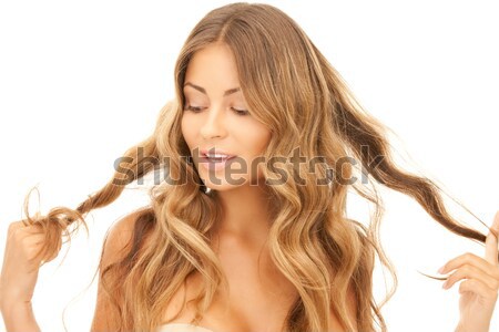 Femeie luminos imagine alb faţă păr Imagine de stoc © dolgachov
