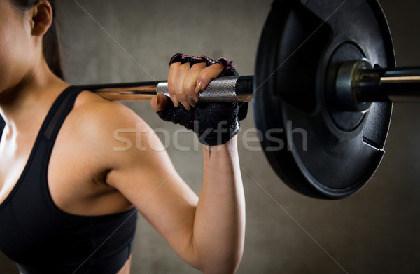 Kobieta sztanga siłowni sportu fitness Zdjęcia stock © dolgachov