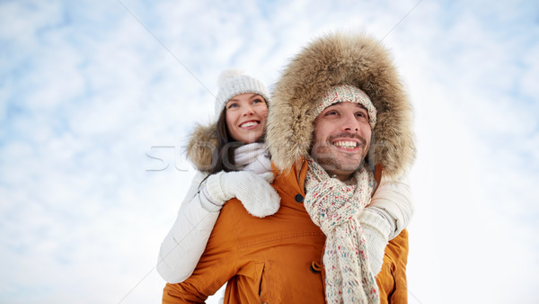 Сток-фото: счастливым · пару · зима · люди · сезон