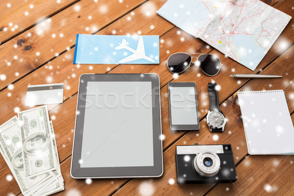 gadgets, camera and travel stuff Stock photo © dolgachov