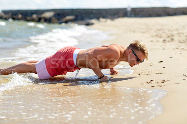 Foto stock: Moço · verão · praia · esportes · fitness