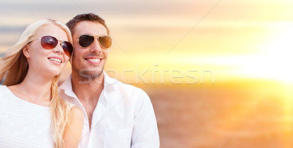 [[stock_photo]]: Heureux · couple · lunettes · de · soleil · mer · été · vacances