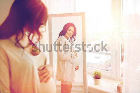 woman in underwear looking at mirror in morning Stock photo © dolgachov