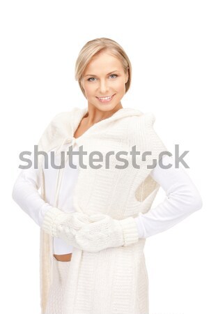 Stock photo: beautiful woman in white sweater