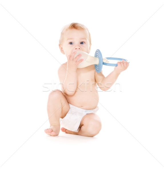 Stock foto: Baby · Junge · groß · Schnuller · Bild · weiß