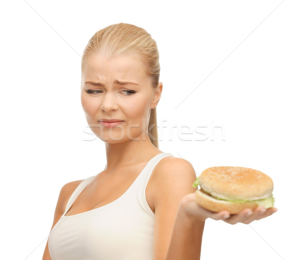 woman rejecting junk food Stock photo © dolgachov