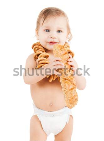 Cute comer largo pan infancia alimentos Foto stock © dolgachov