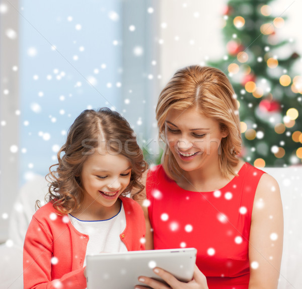 mother and daughter with tablet pc Stock photo © dolgachov