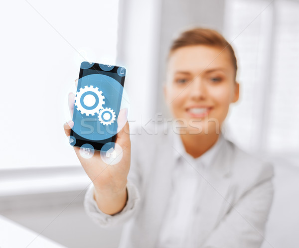 Mujer de negocios negocios oficina tecnología Foto stock © dolgachov