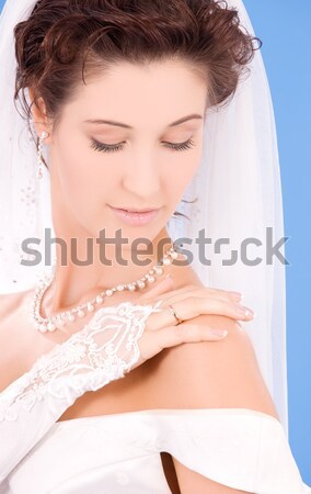 Nő visel fényes gyémánt esküvő menyasszonyi Stock fotó © dolgachov