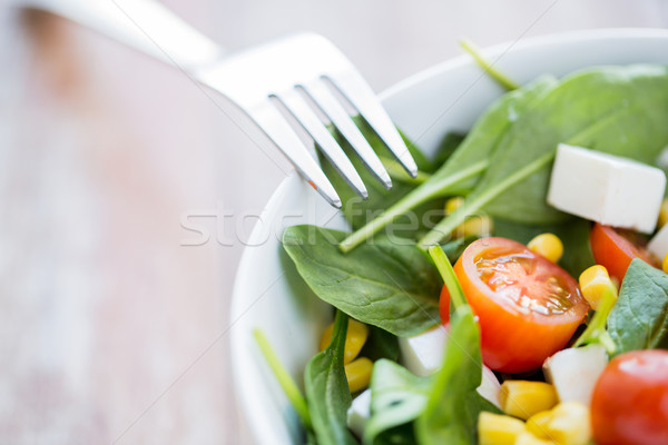 close up of vegetable salad bowl Stock photo © dolgachov