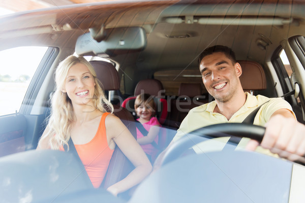 happy family with little child driving in car Stock photo © dolgachov