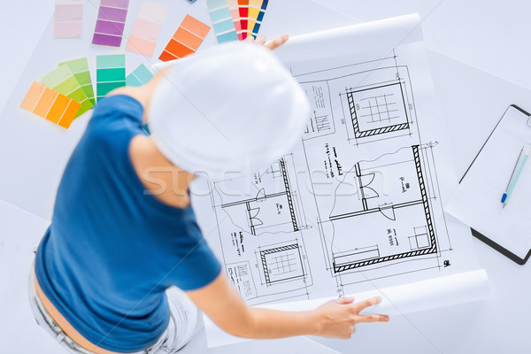 Femme couleur plan architecture design d'intérieur [[stock_photo]] © dolgachov